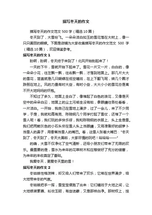 描写冬天的作文