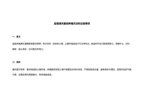 盆栽满天星的养殖方法和注意事项