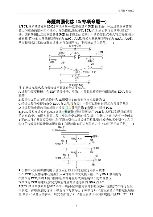 2023届高考二轮总复习试题  专题8 生物技术与工程 命题篇强化练10(专项命题一)