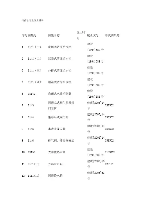 给排水专业废止目录