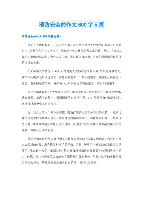 消防安全的作文600字5篇