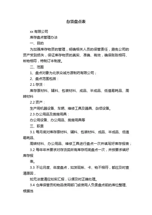 存货盘点表