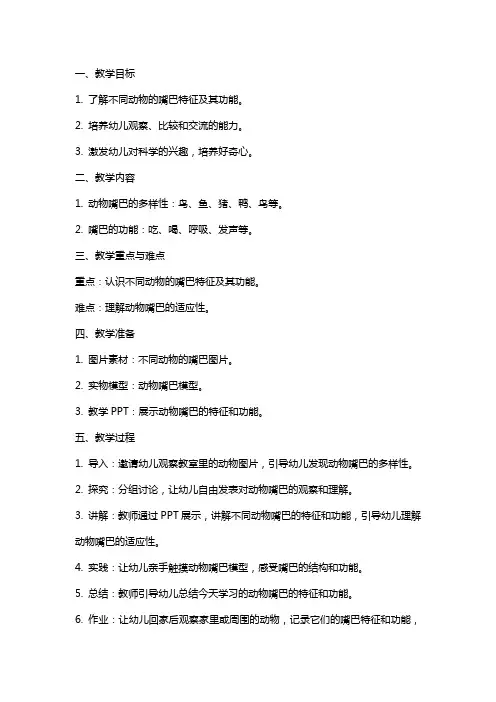 小班科学课教案及教学反思《有趣的嘴巴》