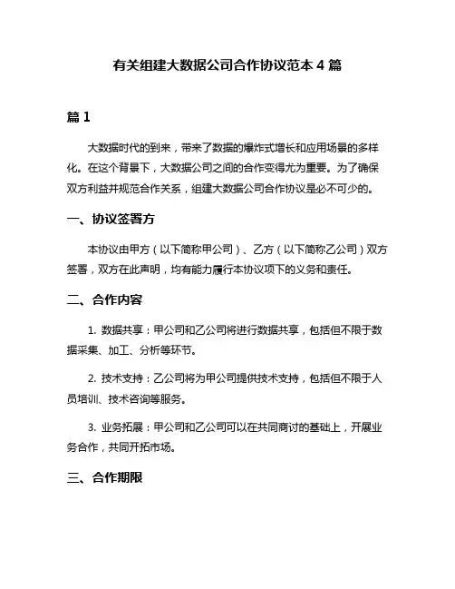 有关组建大数据公司合作协议范本4篇