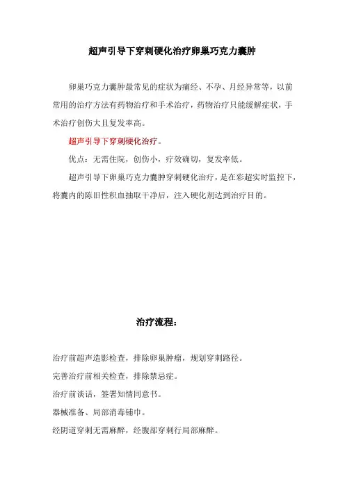 超声引导下穿刺硬化治疗卵巢子宫内膜异位囊肿