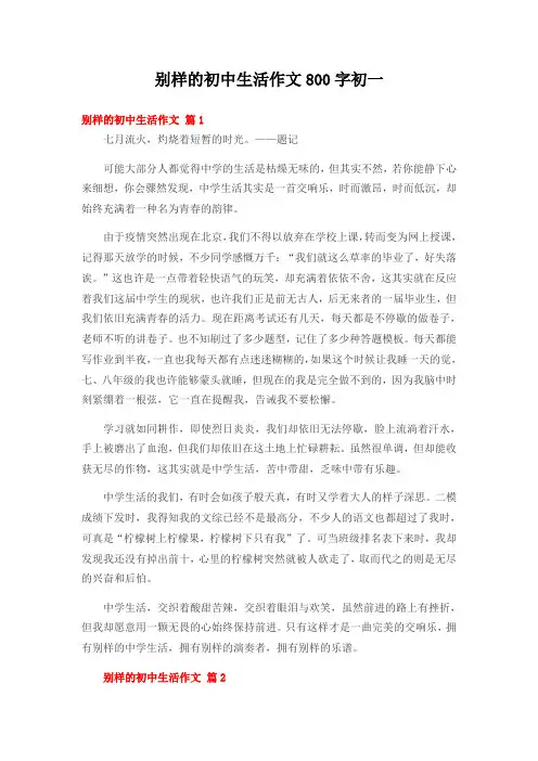 别样的初中生活作文800字初一