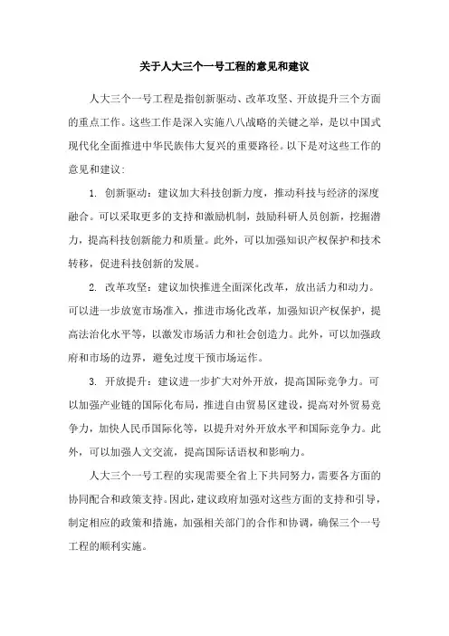 关于人大三个一号工程的意见和建议