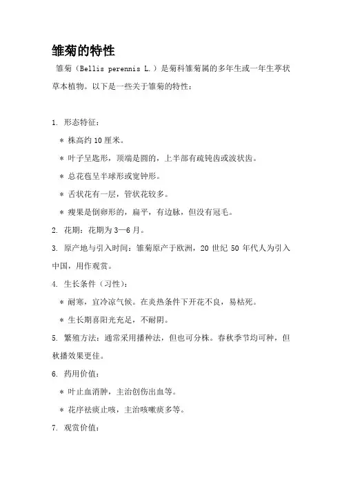 雏菊的特性