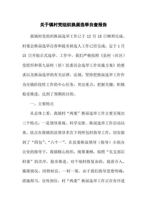 关于镇村党组织换届选举自查报告