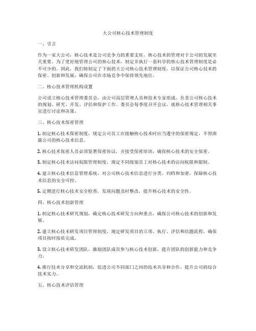 大公司核心技术管理制度