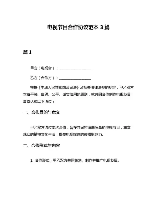 电视节目合作协议范本3篇