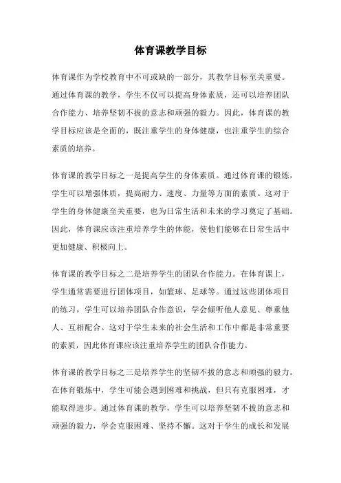 体育课教学目标