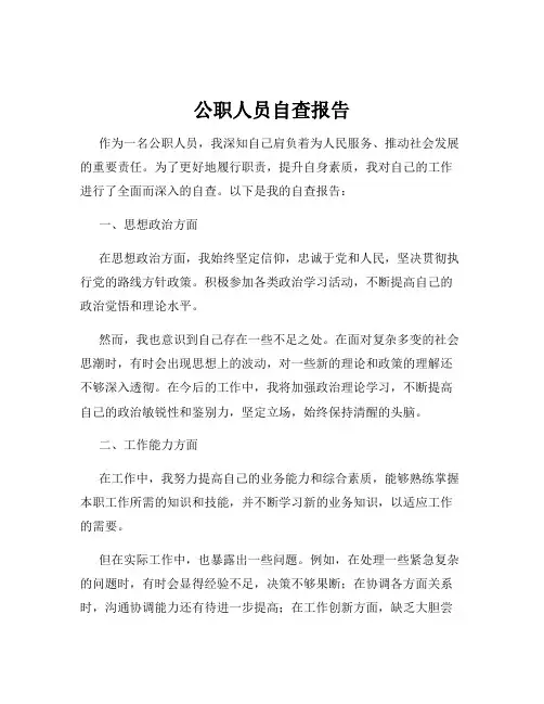 公职人员自查报告