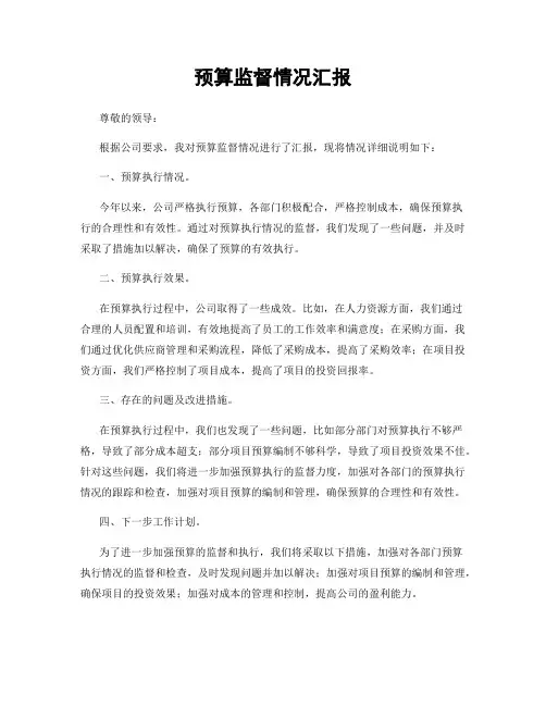 预算监督情况汇报