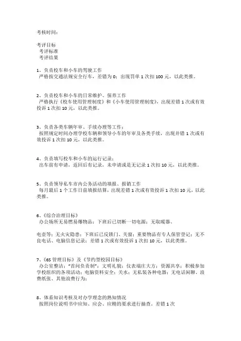 公司驾驶员、司机绩效考核表