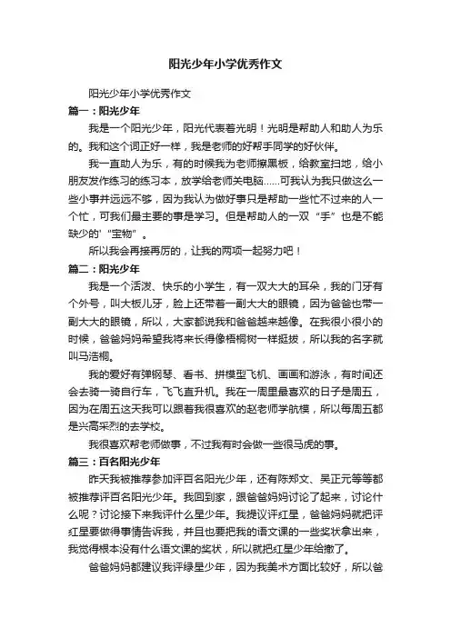 阳光少年小学优秀作文