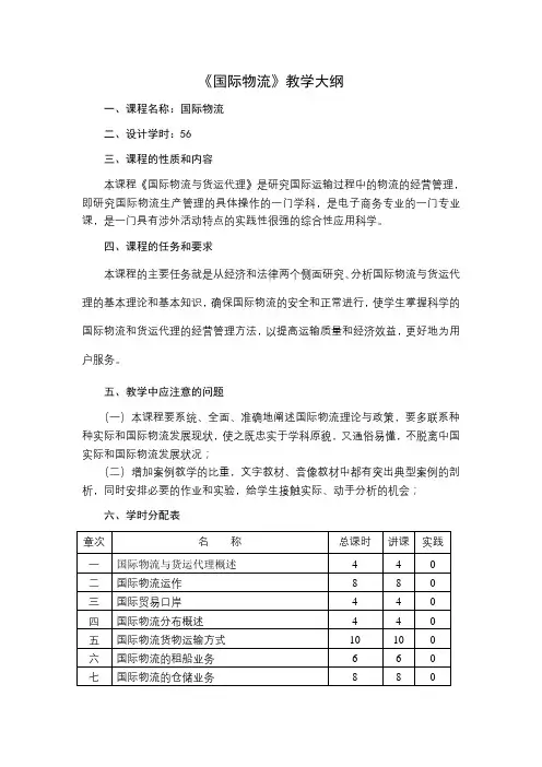 《国际物流》教学大纲
