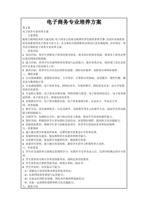 电子商务专业培养方案