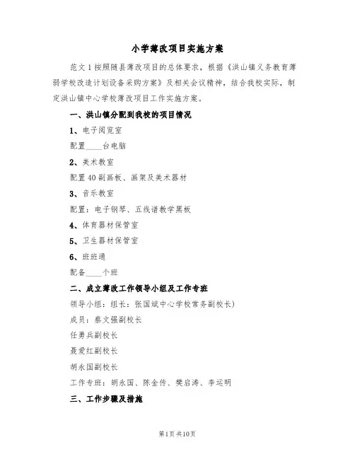 小学薄改项目实施方案(5篇)