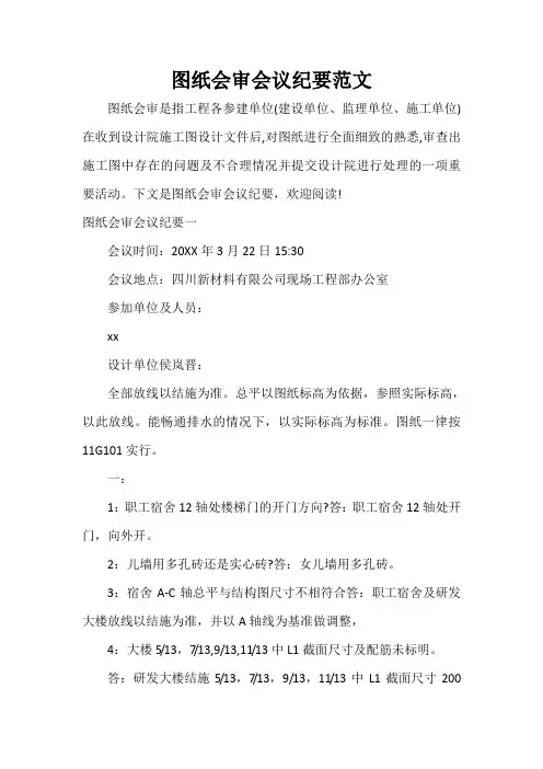 会议纪要 图纸会审会议纪要范文