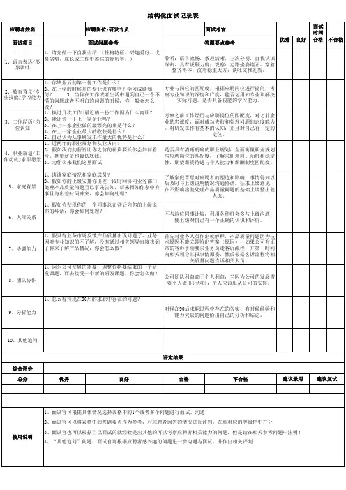 结构化面试表(研发)