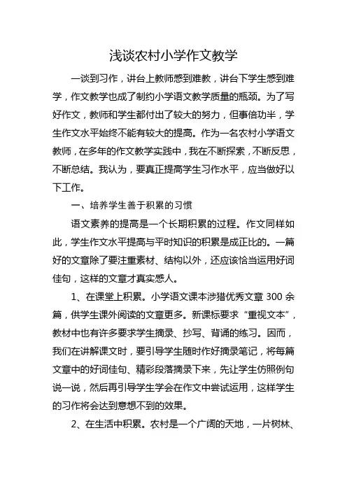 浅谈关于农村小学作文教学