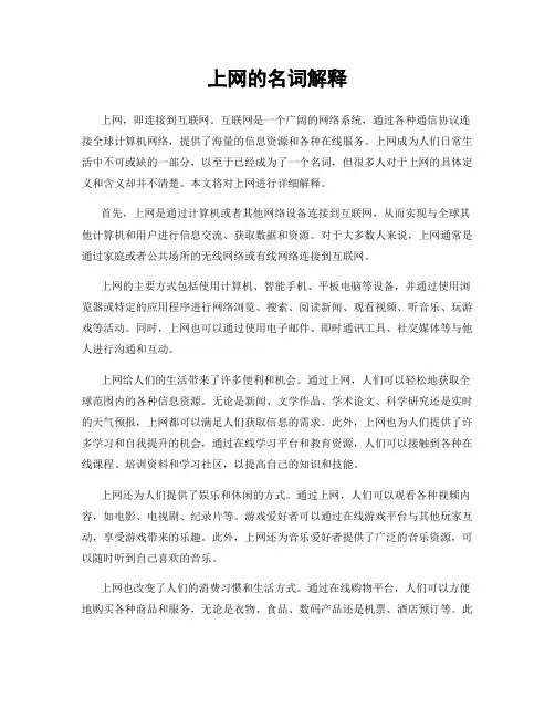 上网的名词解释