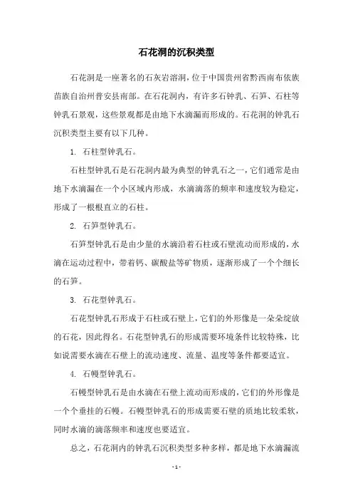石花洞的沉积类型