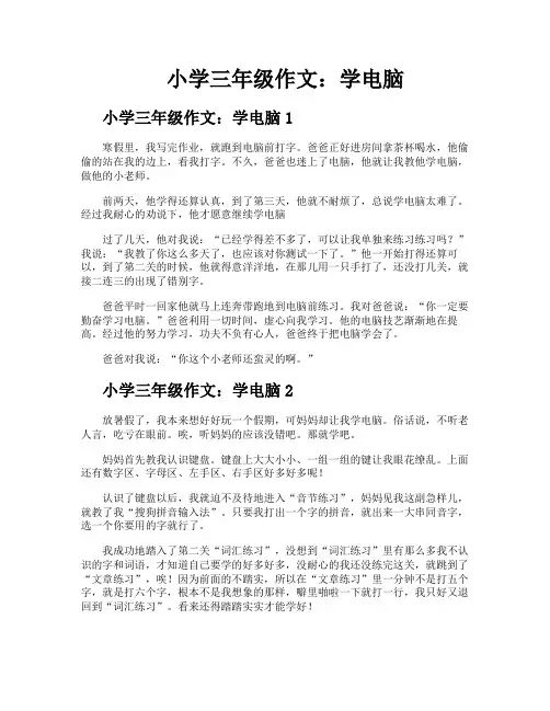 小学三年级作文学电脑