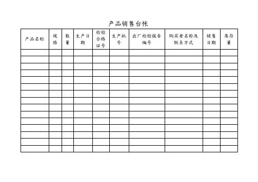 食品企业全套记录文稿表格