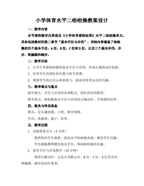 小学体育水平二啦啦操教案设计