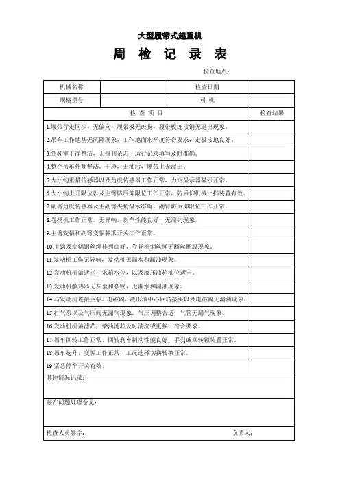 大型履带式起重机周检记录本