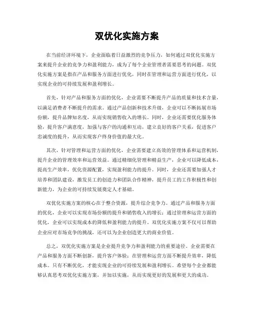 双优化实施方案