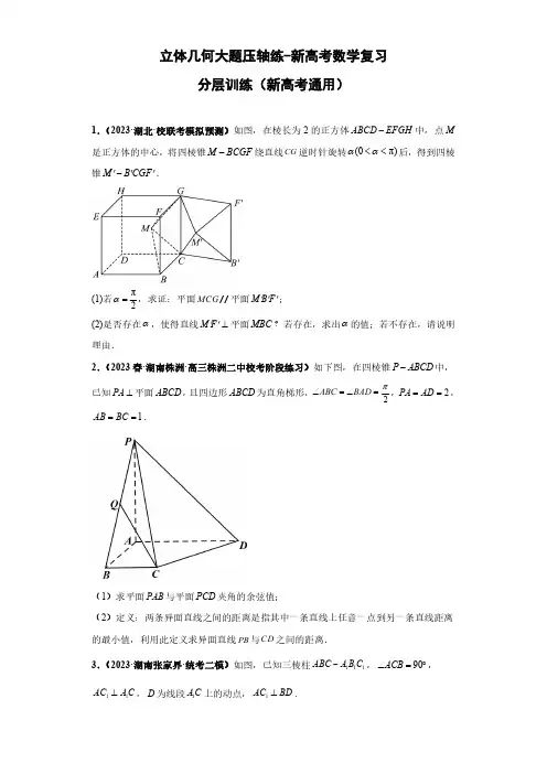 立体几何大题压轴练-高考数学重点专题冲刺演练(原卷版)