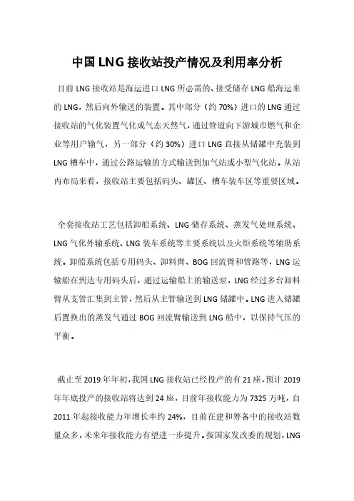 中国LNG接收站投产情况及利用率分析