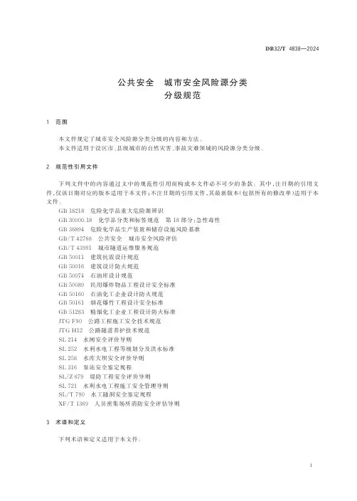 2024 公共安全 城市安全风险源分类分级规范