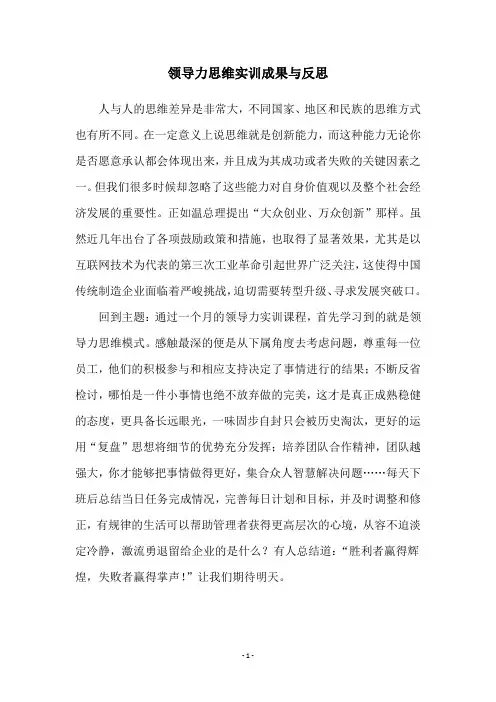 领导力思维实训成果与反思
