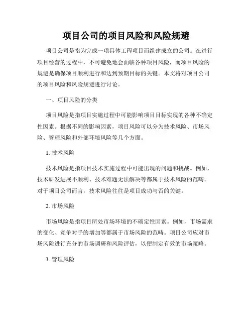 项目公司的项目风险和风险规避
