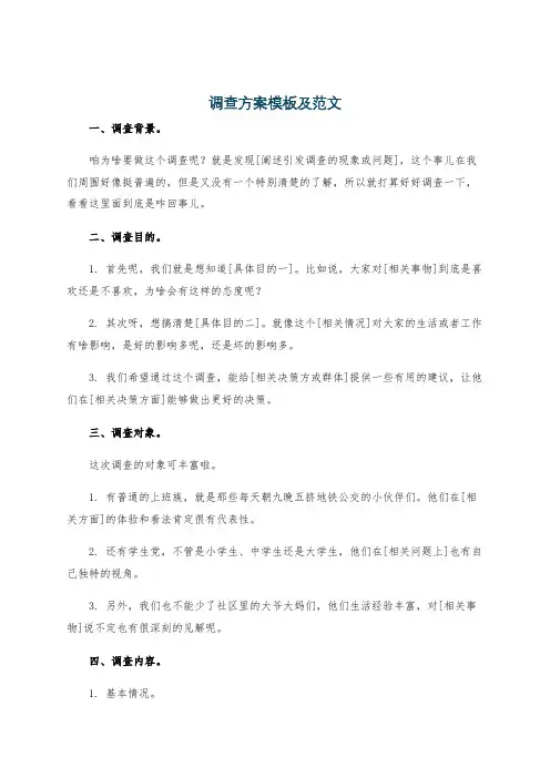 调查方案模板及范文