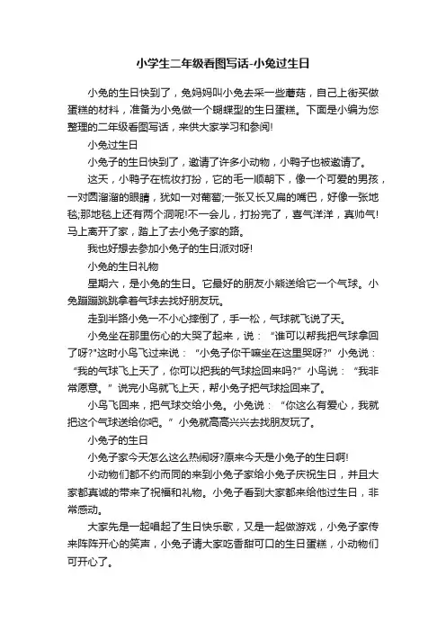 小学生二年级看图写话-小兔过生日