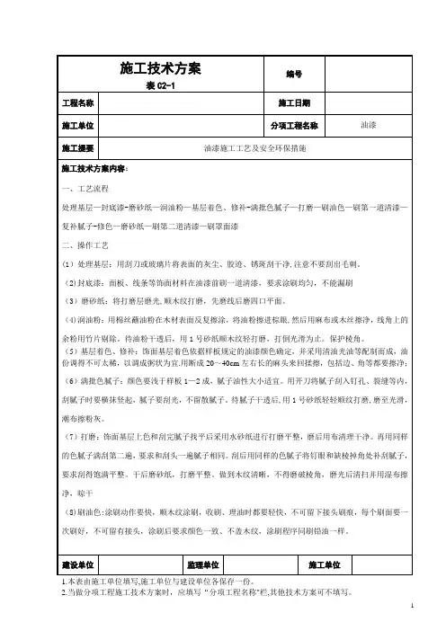 油漆施工工艺流程