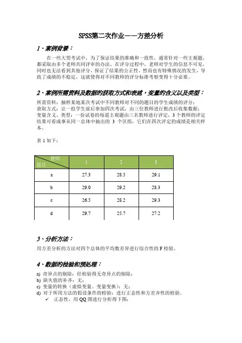 (完整word版)SPSS方差分析案例实例