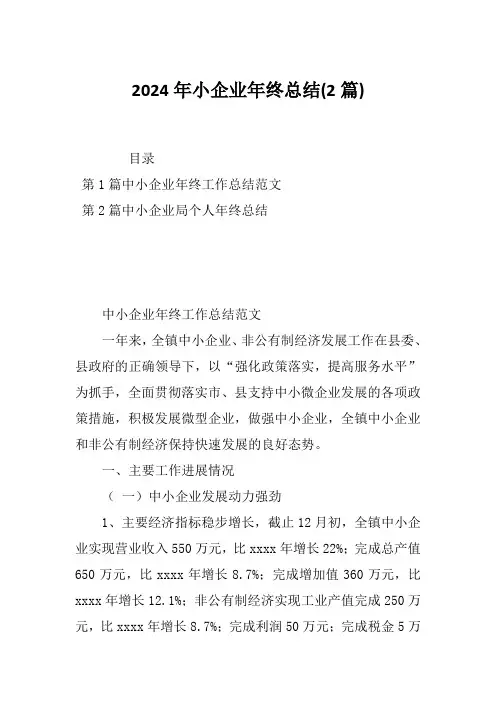 2024年小企业年终总结(2篇)