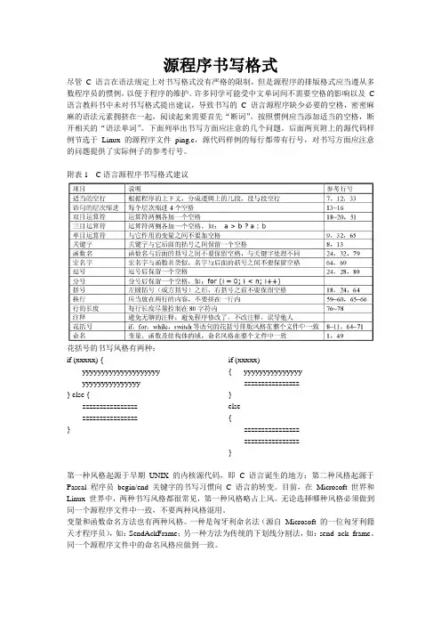 源程序书写格式