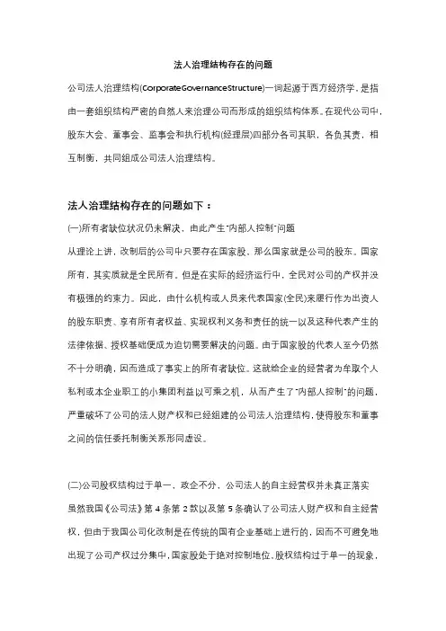 法人治理结构存在的问题