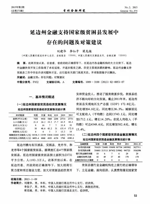 延边州金融支持国家级贫困县发展中存在的问题及对策建议