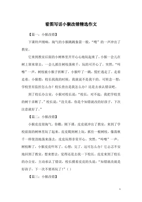看图写话小猴改错精选作文