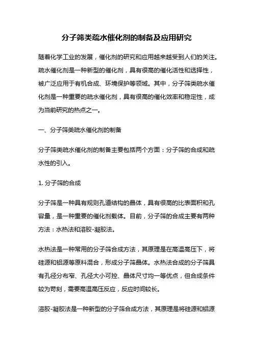 分子筛类疏水催化剂的制备及应用研究