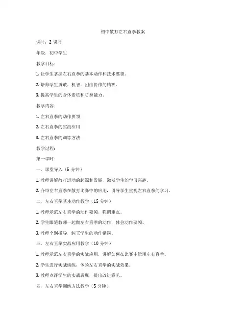 初中散打左右直拳教案