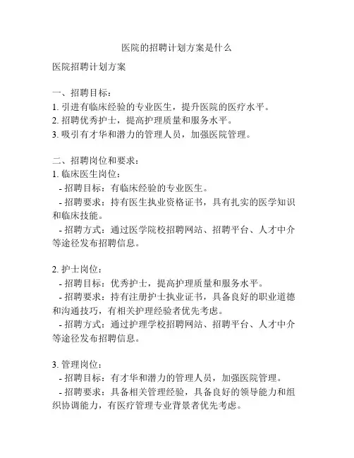 医院的招聘计划方案是什么